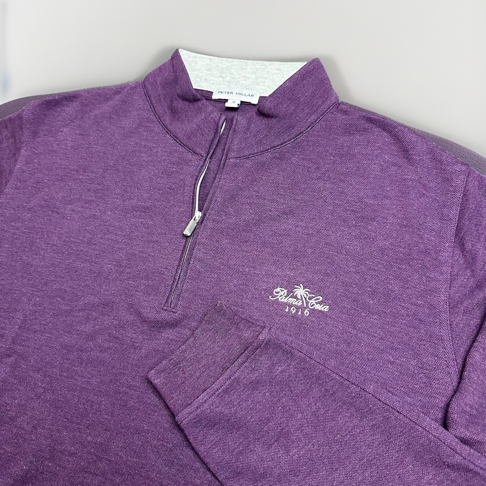 Peter Millar Mens Crown Comfort Quarter Zip Pullover Palma Ceia Sz M Purple Golf